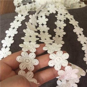 pizzo margherita bianco sporco tagliato su misura, pizzo margherita ricamato da 3 cm