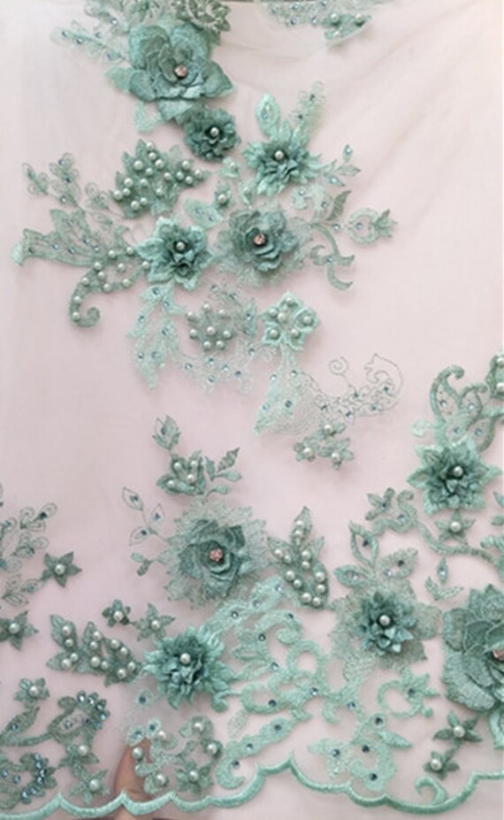 mint green lace material