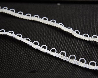 White Trim with Elastic Button Loops /Wedding Dress/Corset Button Loops Trim 1/2'' Width/ Elastic Loops for buttons on bridal dress