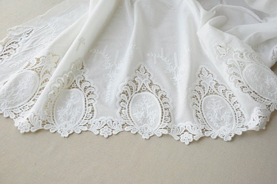Cotton Lace Fabric/ Hollowed Out Embroidered Lace Fabric/ - Etsy