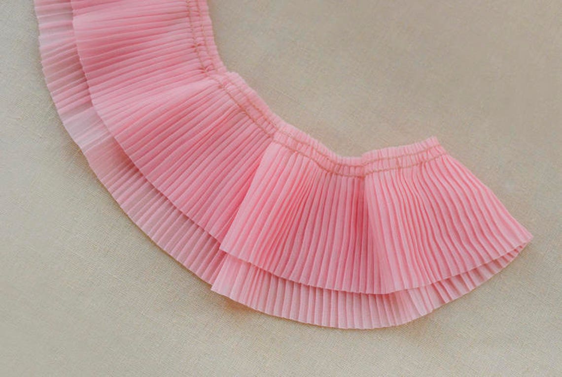 Pleated Ruffle Pattern Chiffon Pleated Ruffled Fabric Trim by the Yard, Multi Colors 6.5cm ...