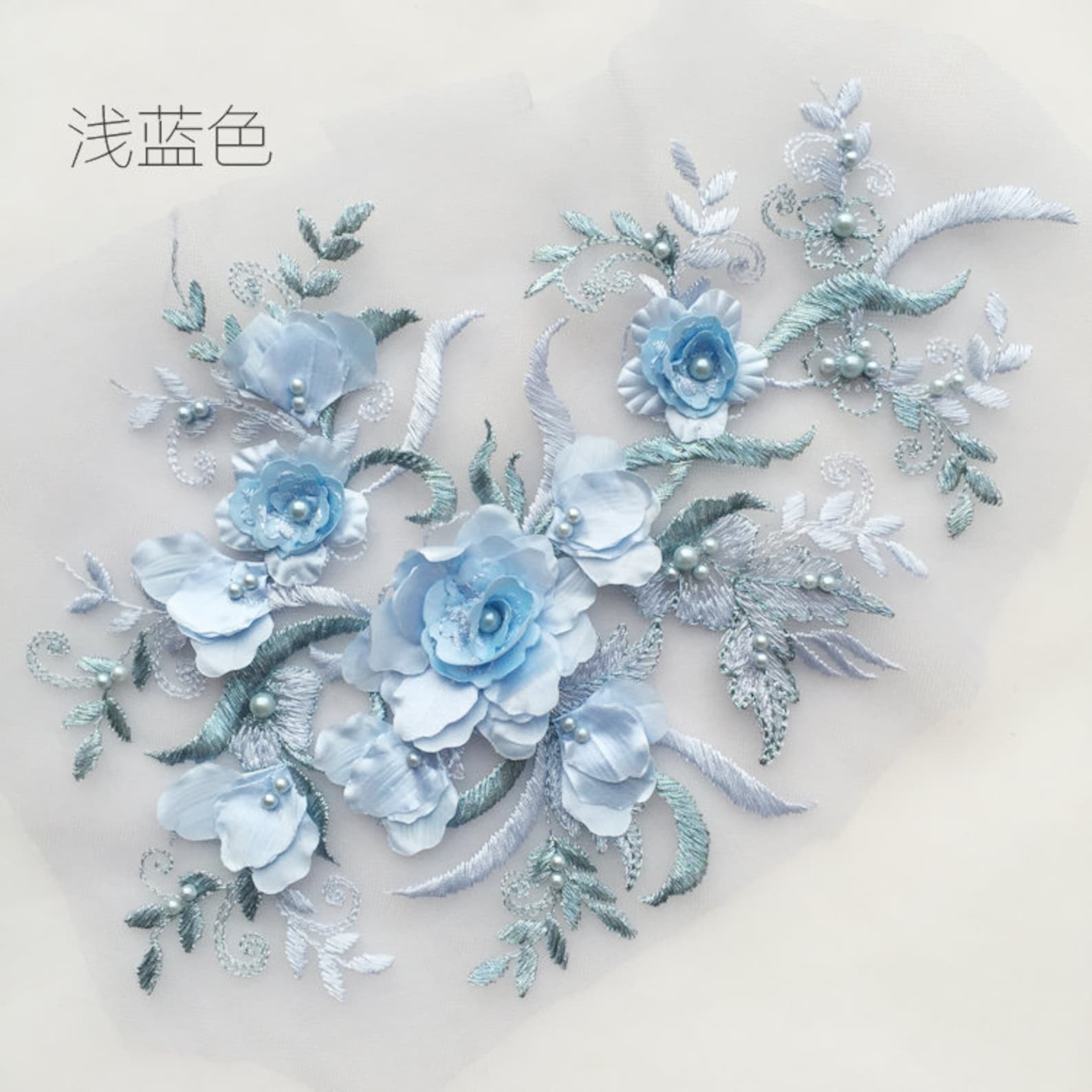 Navy Blue 3D Flowers Lace Appliques, Bridal Lace Appliques With 3D ...