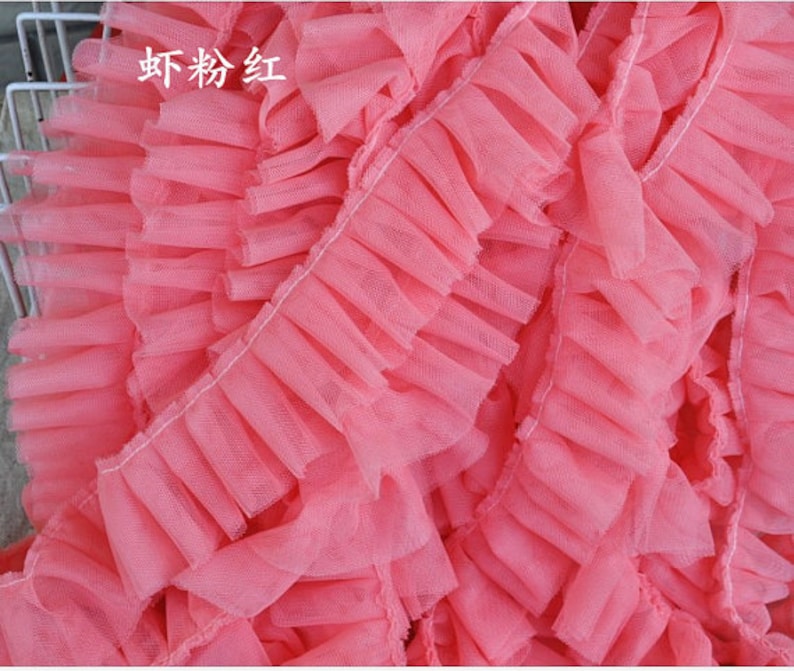 Light Pink Ruffled Tulle Trim, 5 Cm Wide 3D Ruffled Lace Trim, Tutu ...