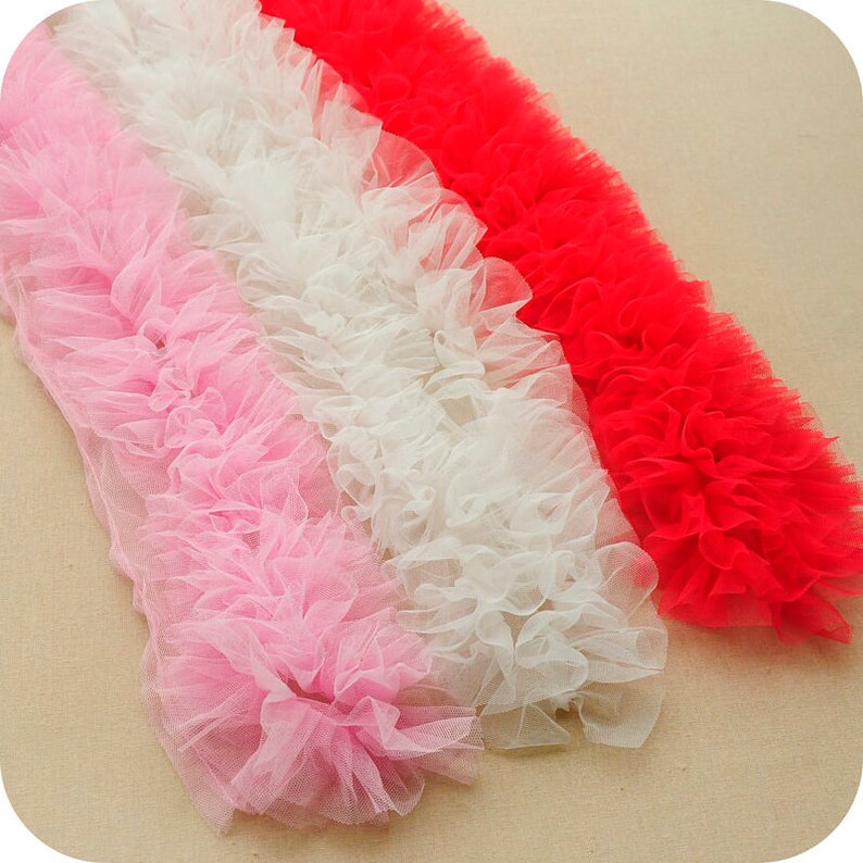 Soft Ruffled Fabric Trim by the Yard Multi Colors Pink White Etsy