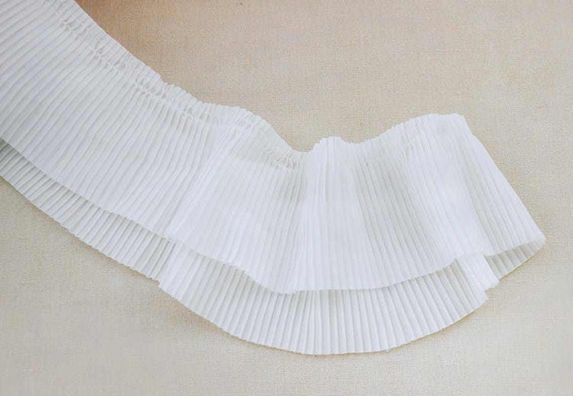 Pink Chiffon Ruffled Pleated Fabric Trim by the Yard Multi Etsy