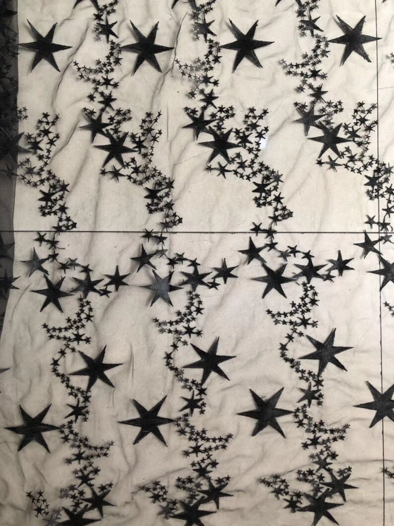 Schwarzer Spitzenstoff 3 Meter - Florale Stickerei Für Kleider