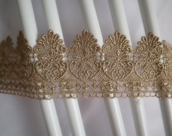 Gold Spitzenband, metallisch Gold bestickt Schnur gewölbte Spitze Stoff nähen Zubehör, Kostüm Hochzeit Dekore