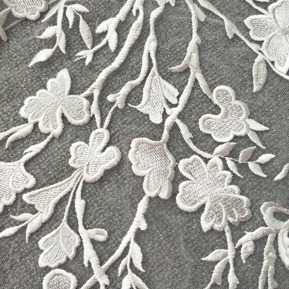 Ivory Vintage Bridal Lace Fabric by the Yard, off White
