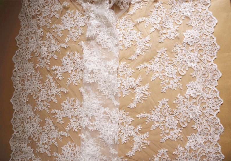 Pure White French Lace Fabric Ivory Alencon Embroidered - Etsy