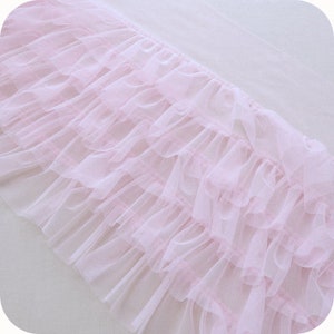 light pink ruffled tulle fabric, 5 layers 3D ruffled lace trim, tutu dress fabric, ruffle mesh baby girl dress, prop dress garment accessory