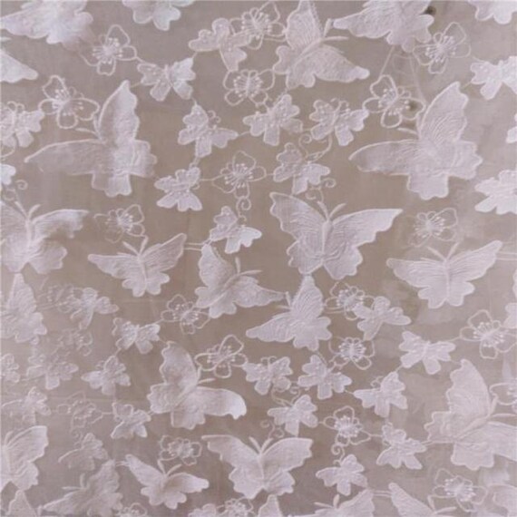 beautiful 3D embroidered floral and butterfly lace fabric by the yard vintage bridal lace fabric 3D butterflies floral lace fabric