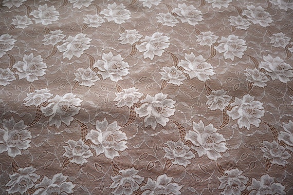 white stretch lace fabric by the yard