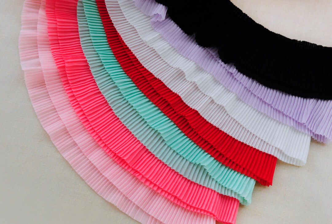 7 Colors Pleated Chiffon Trim/ 3D Ruffled Lace Trims, 6 Cm 2.3