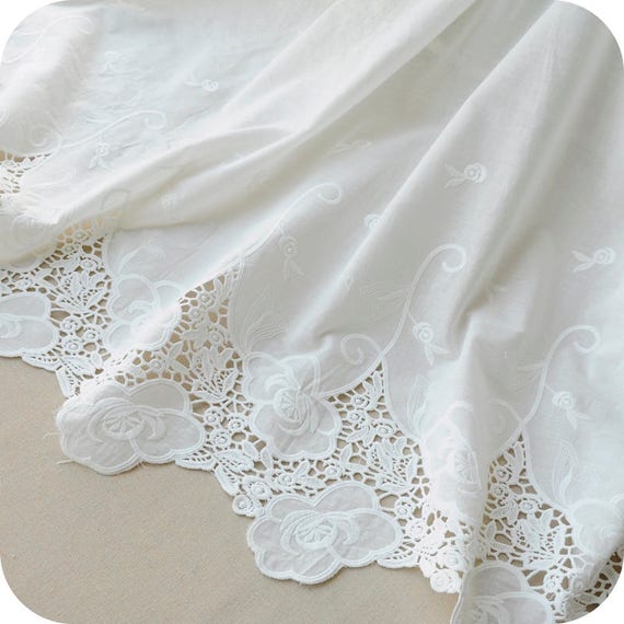 Scalloped edge lace fabric by the yard best sale