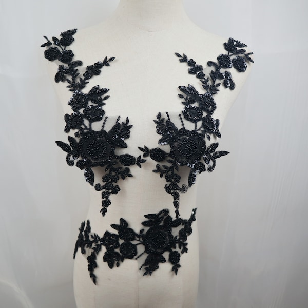 Black Lace Applique Etsy