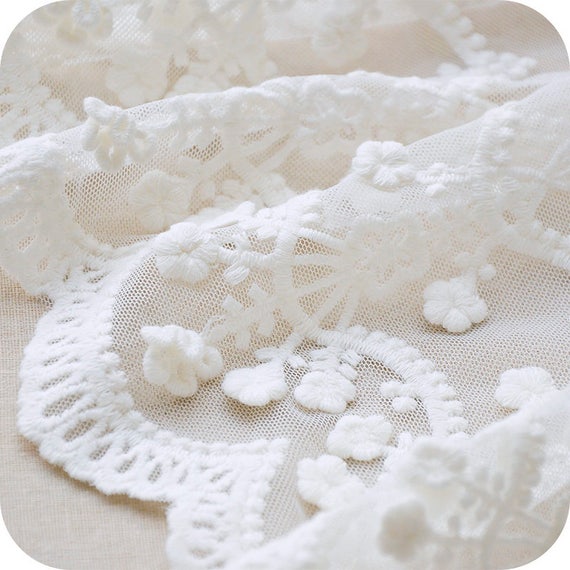 Off White Lace Trim Lace Fabric by the Yard Vintage Floral - Etsy