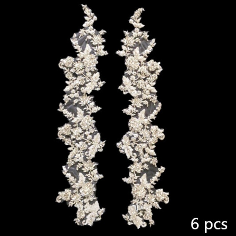 Silver rhinestone beaded applique gold shoulder collar bodice Etsy