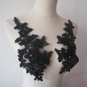 gold silver black rhinestone appliques, brown beaded shoulder collar bodice appliques handcraft appliques Bridal Sash headpieces Accessories
