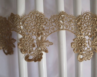Gold Spitzenband, metallisch Gold bestickt Schnur gewölbte Spitze Stoff nähen Zubehör, Kostüm Hochzeit Dekore