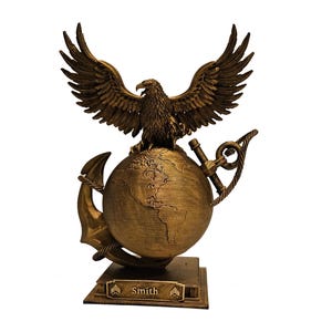 USMC 3D traditionele adelaar wereldbol en anker mariniers militair embleem symbool standbeeld EGA