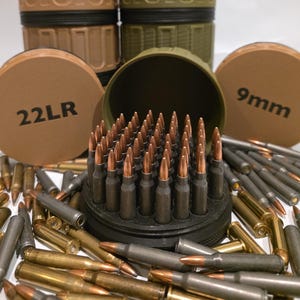 Stackable ammunition storage | container | holder | organizer | fit for many sizes 9mm 5.56 .223 .45 22LR | ammo case pelican