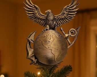 Eagle Globe and Anchor Christmas tree star Topper | Military | USMC | EGA | Ornament | Marine Corps | Patriotic | Holiday | Merry | Gift