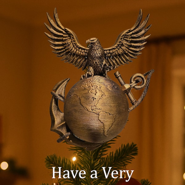 イーグルグローブとアンカーのクリスマスツリーの星型トッパー | ミリタリー | 米海兵隊 | EGA | オーナメント | 海兵隊 | 愛国心 | ホリデー | メリー | ギフト