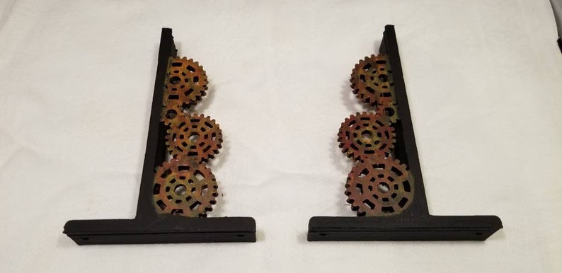 Steampunk Gear shelf bracket industrial old vintage rusty rusted decor old pipe shelving image 3