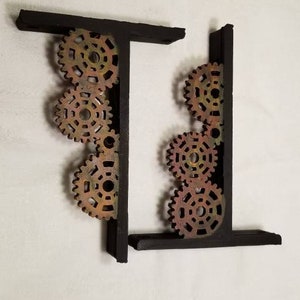 Steampunk Gear shelf bracket industrial old vintage rusty rusted decor old pipe shelving image 2