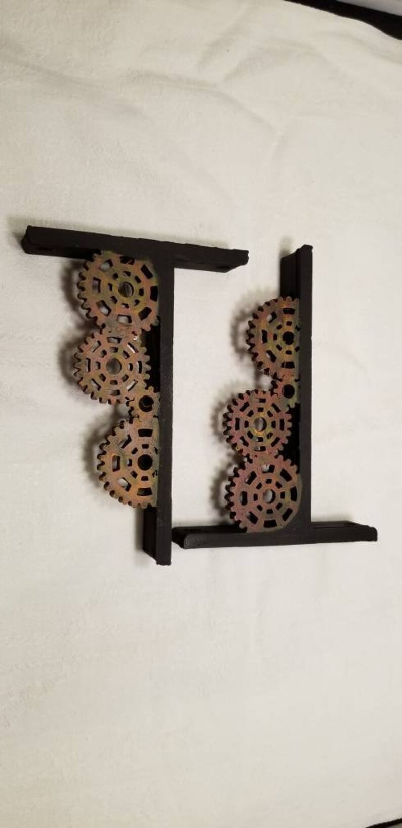 Steampunk Gear shelf bracket industrial old vintage rusty rusted decor old pipe shelving image 2