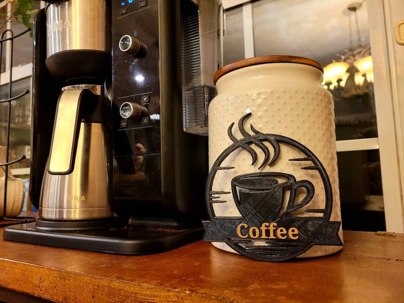 Coffee custom decorative silhouette || Mug Sign kitchen decor image 3