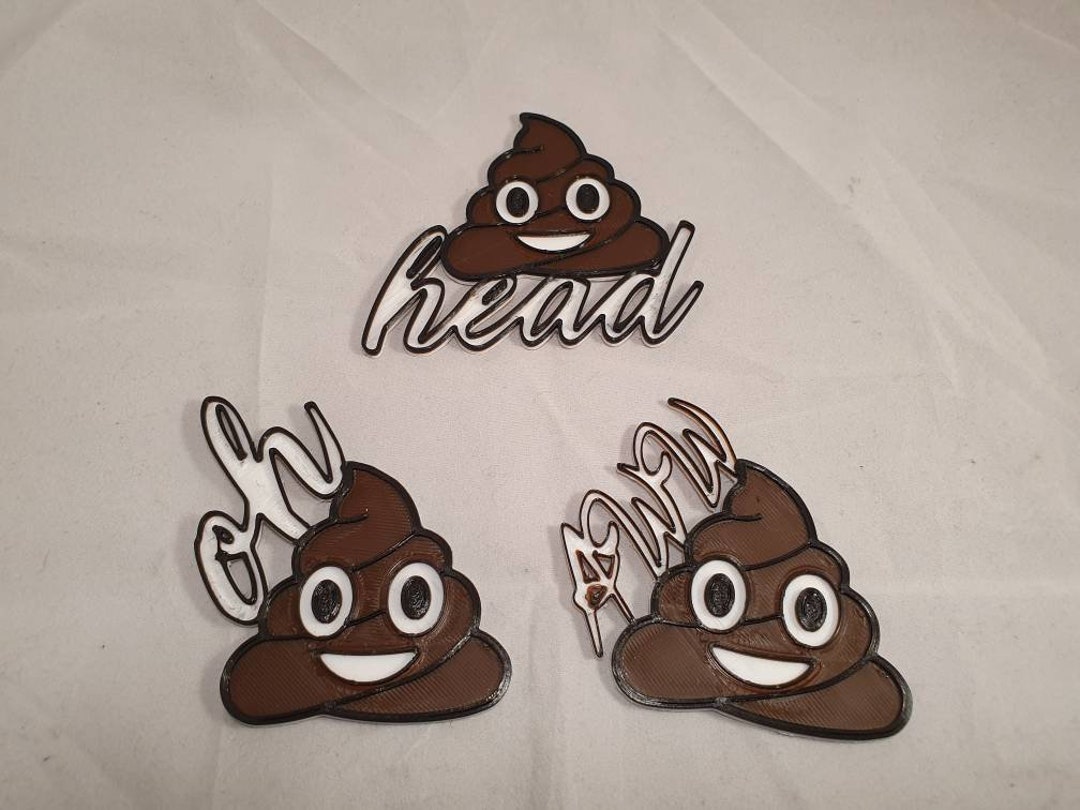 Funny Poop Emoji Bathroom Signs Head Aww Oh and Magnet - Etsy