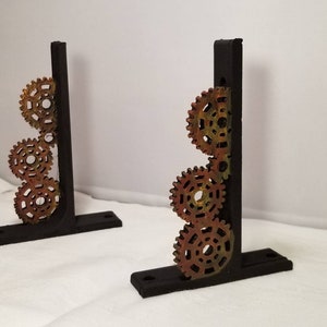 Steampunk Gear shelf bracket industrial old vintage rusty rusted decor old pipe shelving image 1