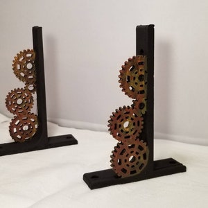 Steampunk Gear shelf bracket industrial old vintage rusty rusted decor old pipe shelving