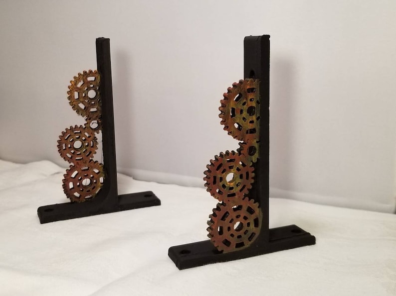 Steampunk Gear shelf bracket industrial old vintage rusty rusted decor old pipe shelving image 1