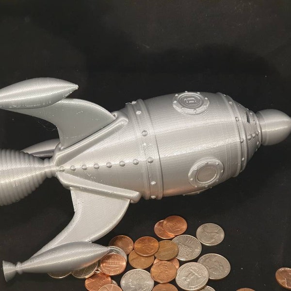 Rocket Ship Coin Bank || Piggy bank || Space bedroom decor