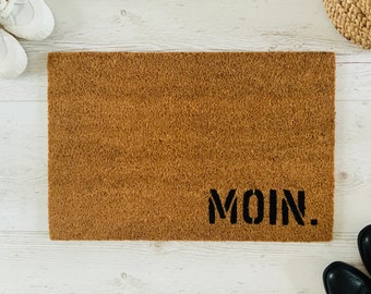 Moin. Coconut Doormat Doorkick | Door-to-door - Carpet | 40 x 60 cm | with saying | Gift | Wedding | Birthday | Move in | Christmas