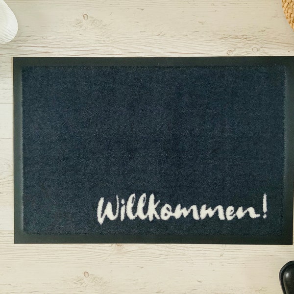 WILLKOMMEN Fußmatte Türmatte 40 x 60 cm Innen & Aussen rutschfest Waschbar Geschenk Weihnachten Geburtstag Einzug Hochzeit