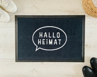 HALLO HEIMAT Fußmatte Türmatte 40 x 60 cm Innen & Aussen rutschfest Waschbar Geschenk Weihnachten Geburtstag Einzug Hochzeit