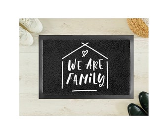 We are FAMILY paillasson tapis de la tour 40 x 60 cm intérieur & extérieur antidérapant laveur cadeau Noël anniversaire emménager mariage