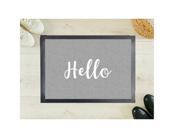 HELLO Textile Door mat | Footsteps | Door-to-door - washable | grey | with saying | Gift | Easter| Birthday | Move in | Mother