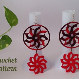 Crochet tutorial, Crochet Earrings, Crochet Pattern, Easy Earrings, DIY, Crochet diagram, Crochet PDF pattern, Circle earrings, Flower