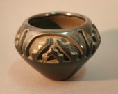 Santa Clara Pueblo Pottery Bowl - Deeply Carved - Doris Tenorio