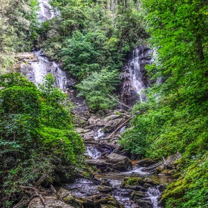 Anna Ruby Falls, Helen Georgia, North Georgia Mountains Waterfall Landscape Photography Wallpaper Background Digital Download