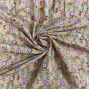 Beautiful Hand Block Printed Blue Fabric Cotton Fabric, Indian Fabric fabric by yard Block Printed Cotton women&#39;s clothing robe gift for her