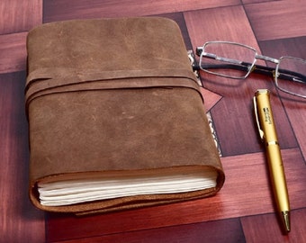 Personalized Leather Journal, Handmade Antique Paper Notebook.