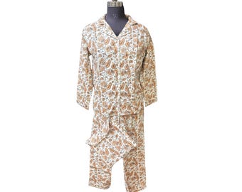 Handmade Floral Cotton Pajama Set | Women’s Lightweight Loungewear