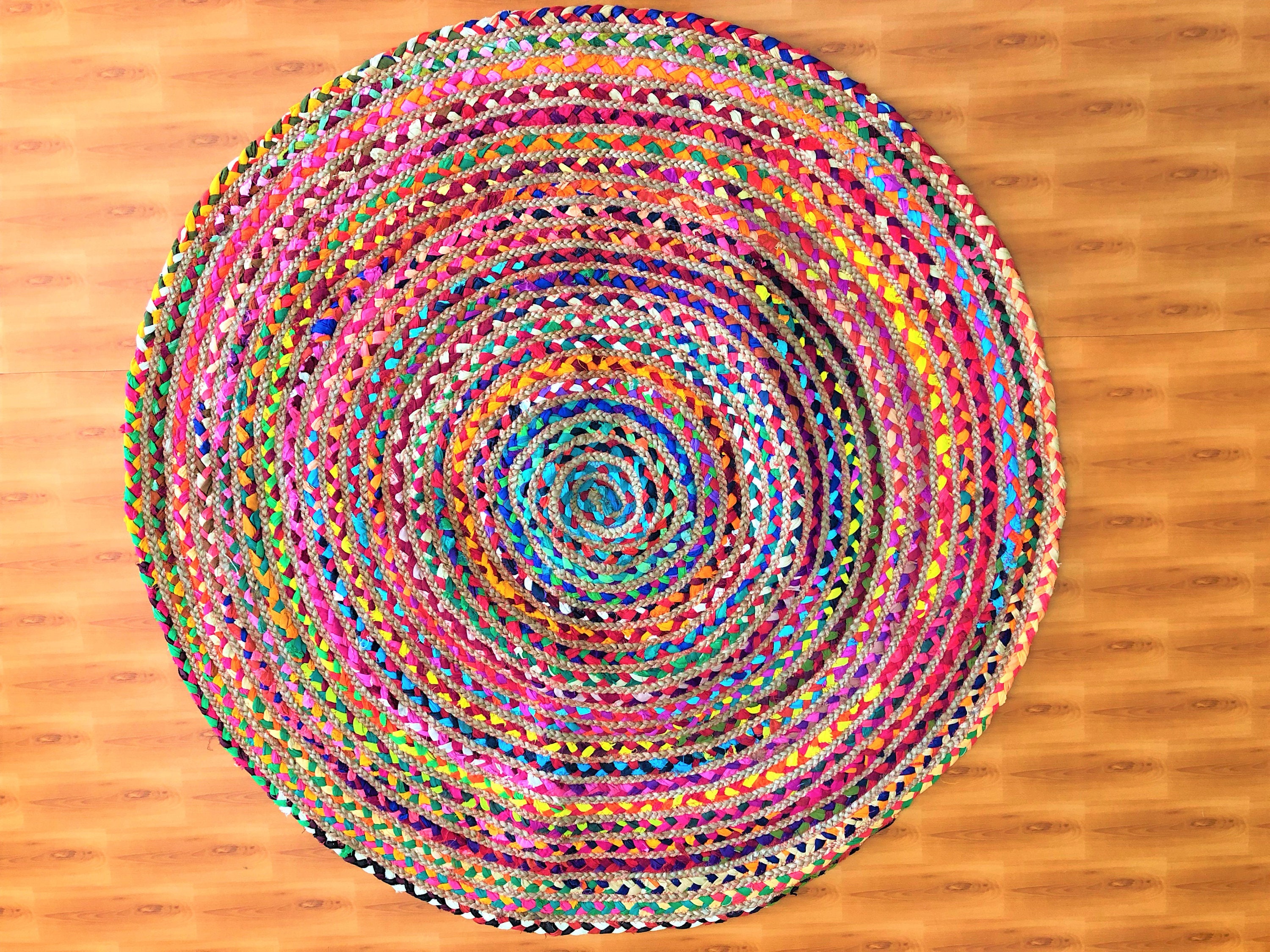 Jute & Cotton Multi Chindi Braid Rug, Hand Woven Reversible Rugs - Etsy