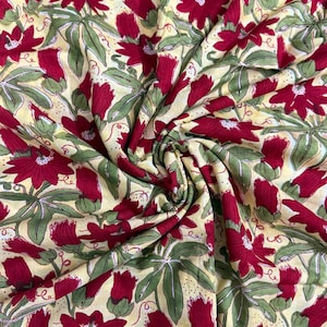Beautiful Hand Block Printed Blue Fabric Cotton Fabric, Indian Fabric fabric by yard Block Printed Cotton women&#39;s clothing robe gift for her