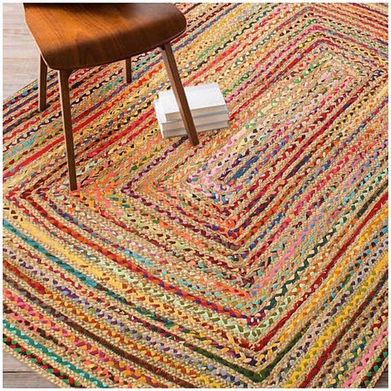 Handmade Braided Jute Rug - Bohemian Rectangle Area Rug